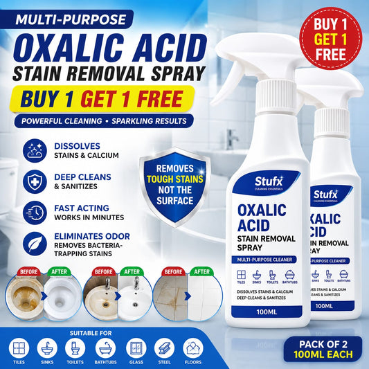 Bathroom & Tile Cleaner Oxalic Acid Liquid 100ML x 2 | Tough Stain Remover Spray